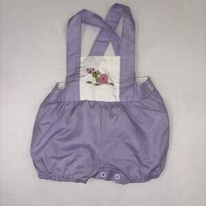 Vintage Girls Romper Unbranded 12 Months Pastel Lavender Snail Outfit 80’s 90’s